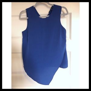 Royal blue asymmetric blouse